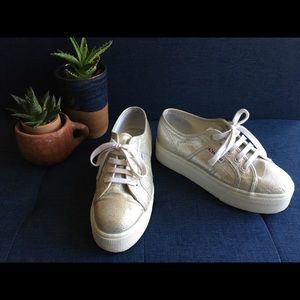 Superga Silver Platform Sneakers